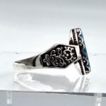 Blue Turquoise Sterling Silver Ring - Handmade Statement Pinky Ring - Image 9