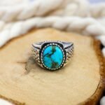 Minimalist Turquoise Ring for Men: Sterling Silver Boho Band - Image 3