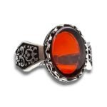 Handmade Sterling Silver Red Stone Ring - Statement Pinky Ring for Men - Image 7