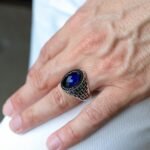 Blue Sapphire Ring for Men: Black Zircon Sterling Silver Statement - Image 9