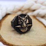 Sterling Silver Wolf Head Sword Ring - Viking Gothic Jewelry - Image 2