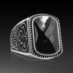 Mens Handmade Ring, Radiant Gemstone Ring, Black Onyx Men Silver Ring, 925 Sterling Silver Men Ring, Anniversary Gifts