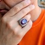 Bold Sterling Silver Mens Ruby Ring – Vintage July Birthstone - Image 6