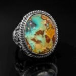 Turquoise Mens Ring handmade sterling silver Ottoman style jewelry