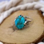 Handmade Turquoise Ring for Men: Rustic Sterling Silver, Vintage Style - Image 4