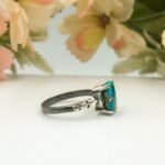 Natural Turquoise Star Pattern Solid Sterling Silver Ring 925 - Image 5