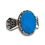 Blue Turquoise Sterling Silver Ring - Handmade Statement Pinky Ring - Image 7