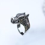 Sterling Silver Wolf Head Biker Ring: Gothic Motorcycle Jewelry - Image 3