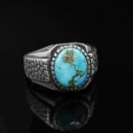 Minimalist Turquoise Ring for Men: Sterling Silver Boho Band