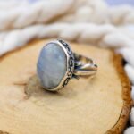 Rainbow Moonstone Sterling Silver Ring: Boho Healing Crystal Jewelry - Image 4