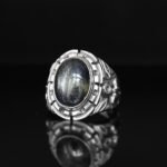 Handmade Sterling Silver Star Sapphire Ring – Dark Blue Gemstone - Image 2