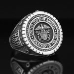 Sterling Silver US Navy Ring: Military Signet, Eagle Shield