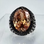 Yellow Citrine Sterling Silver Ring for Men: Handmade Boho Gemstone - Image 3