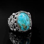 Handmade Turquoise Ring for Men: Sterling Silver Boho Statement Jewelry