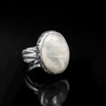Rainbow Moonstone Sterling Silver Ring: Boho Healing Crystal Jewelry