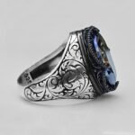 Rainbow Mystic Topaz Sterling Silver Men's Ring - Art Deco Handmade - Image 9