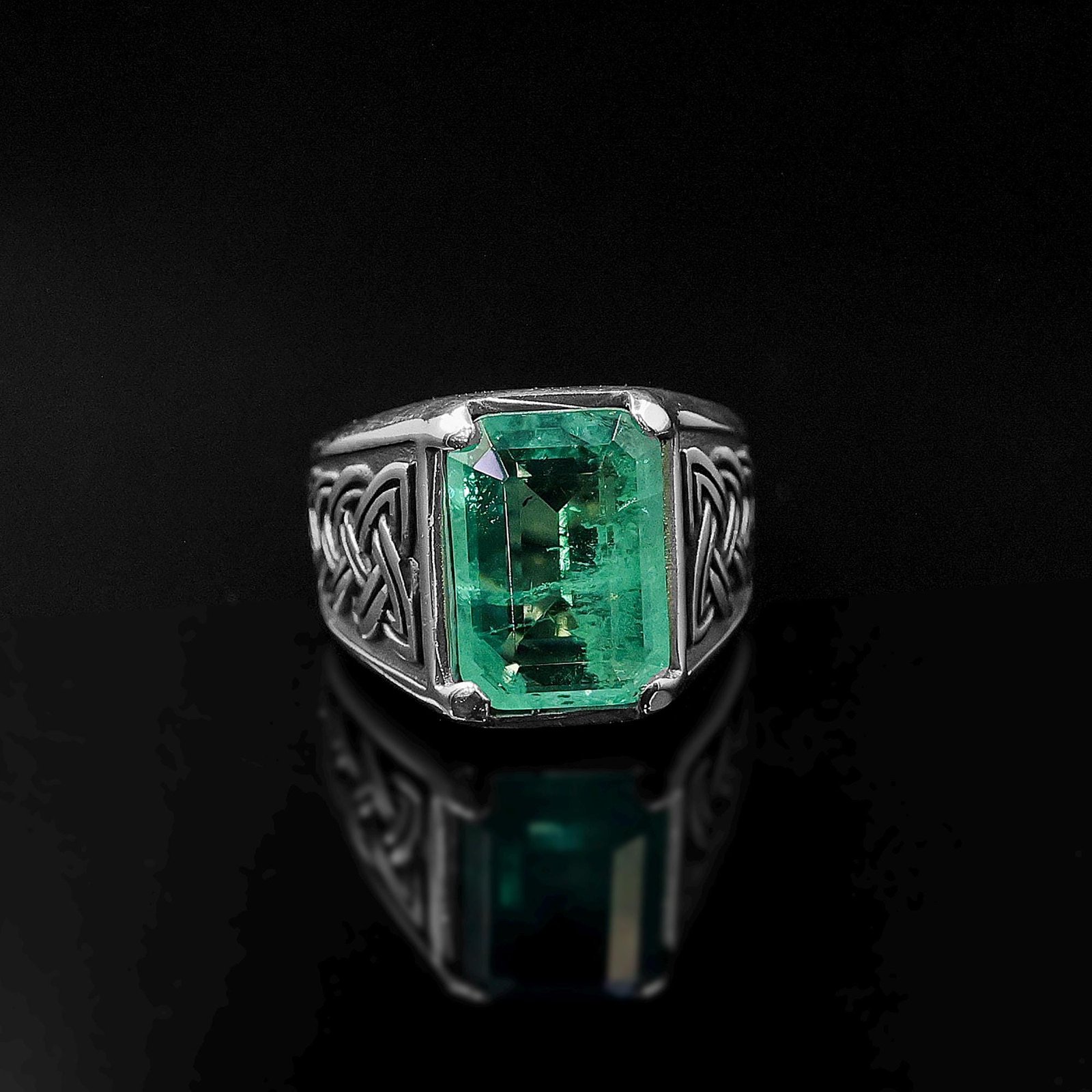Paraiba Tourmaline Ring emerald cut sterling silver neon gemstone jewelry