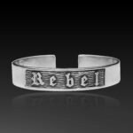 Bold Oxidized Rebel Cuff Bracelet – Sterling Silver Viking Bangle - Image 3