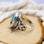 Handmade Turquoise Sterling Silver Ring: Ottoman Style Mens Jewelry - Image 6