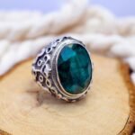 Bold Emerald Sterling Silver Ring for Men – Vintage Green Statement - Image 2