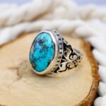 Handmade Turquoise Sterling Silver Ring: Ottoman Style Mens Jewelry - Image 3