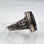 925 Sterling Silver Oval Black Onyx Ring - Ottoman Style Turkish Jewelry - Bold Statement Ring - Image 9