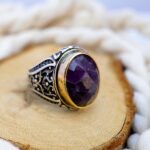 Faceted Amethyst Ring for Men: Sterling Silver, Handmade February Birthstone - Image 2