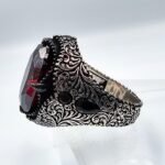 Handmade Sterling Silver Men's Ring: Oval Red Ruby Gemstone - Image 8
