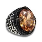 Yellow Citrine Sterling Silver Ring for Men: Handmade Boho Gemstone - Image 7