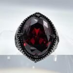 Handmade Sterling Silver Men's Ring: Oval Red Ruby Gemstone - Image 5
