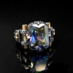 Mystic Topaz Ring: Emerald-Cut Sterling Silver Gothic Statement