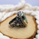 Powerful Turquoise Mens Ring – Handmade Sterling Silver Ottoman Style - Image 6