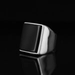 Black Onyx Signet Ring: Chunky Sterling Silver Bohemian Ring - Image 2