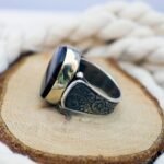 Handmade Sterling Silver Agate Ring: Tribal Islamic Vintage Style - Image 3