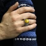 Handmade Sterling Silver Men's Ring: Genuine Yellow Amber Stone - Image 8