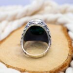 Bold Emerald Sterling Silver Ring for Men – Vintage Green Statement - Image 10