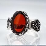 Handmade Sterling Silver Red Stone Ring - Statement Pinky Ring for Men - Image 5