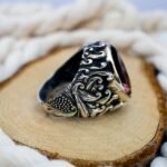 Color Changing Sultanite Ring: Embossed Sterling Silver Zultanite Statement Ring - Image 5