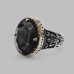 925 Sterling Silver Oval Black Onyx Ring - Ottoman Style Turkish Jewelry - Bold Statement Ring - Image 5