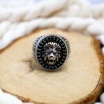 Sterling Silver Lion Ring: Black Onyx Stone, Gothic Warrior Jewelry - Image 3