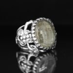 Handmade Sterling Silver Men's Ring: Gold Rutile Quartz Gemstone