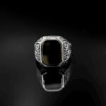 Black Onyx Sterling Silver Signet Ring - Square Stone, Mens Jewelry - Image 3