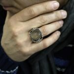 Handmade Sterling Silver Men's Ring: Gold Rutile Quartz Gemstone - Image 6