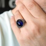 Blue Sapphire Ring for Men: Black Zircon Sterling Silver Statement - Image 7
