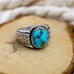 Minimalist Turquoise Ring for Men: Sterling Silver Boho Band - Image 2