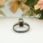 Natural Turquoise Star Pattern Solid Sterling Silver Ring 925 - Image 8