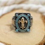 Sterling Silver Fleur De Lis Ring: Onyx Gemstone, Handmade French Jewelry - Image 4