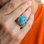 Handmade Turquoise Ring for Men: Sterling Silver Boho Statement Jewelry - Image 8