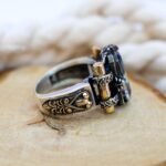 Mystic Topaz Ring: Emerald-Cut Sterling Silver Gothic Statement - Image 5