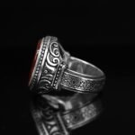 Handmade Sterling Silver Red Agate Ring: Vintage Art Deco Style - Image 4